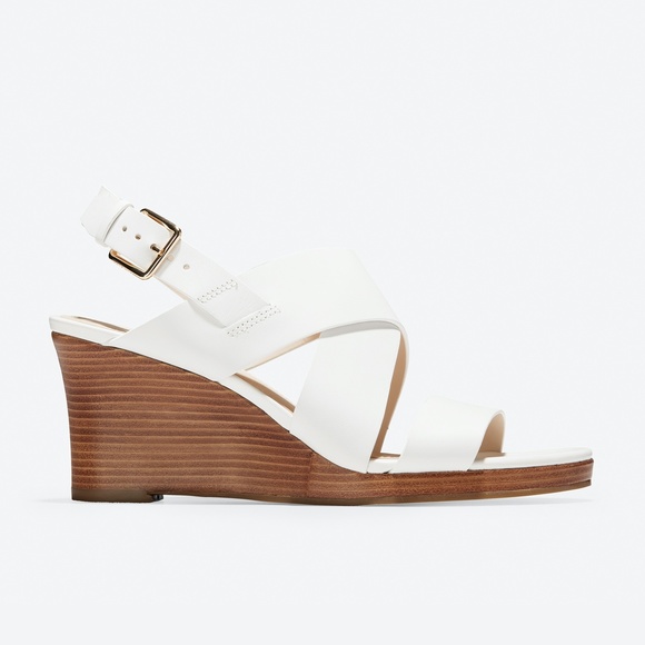 BNWT Cole Haan Penelope White Leather Wedge Sandal - Picture 2 of 5